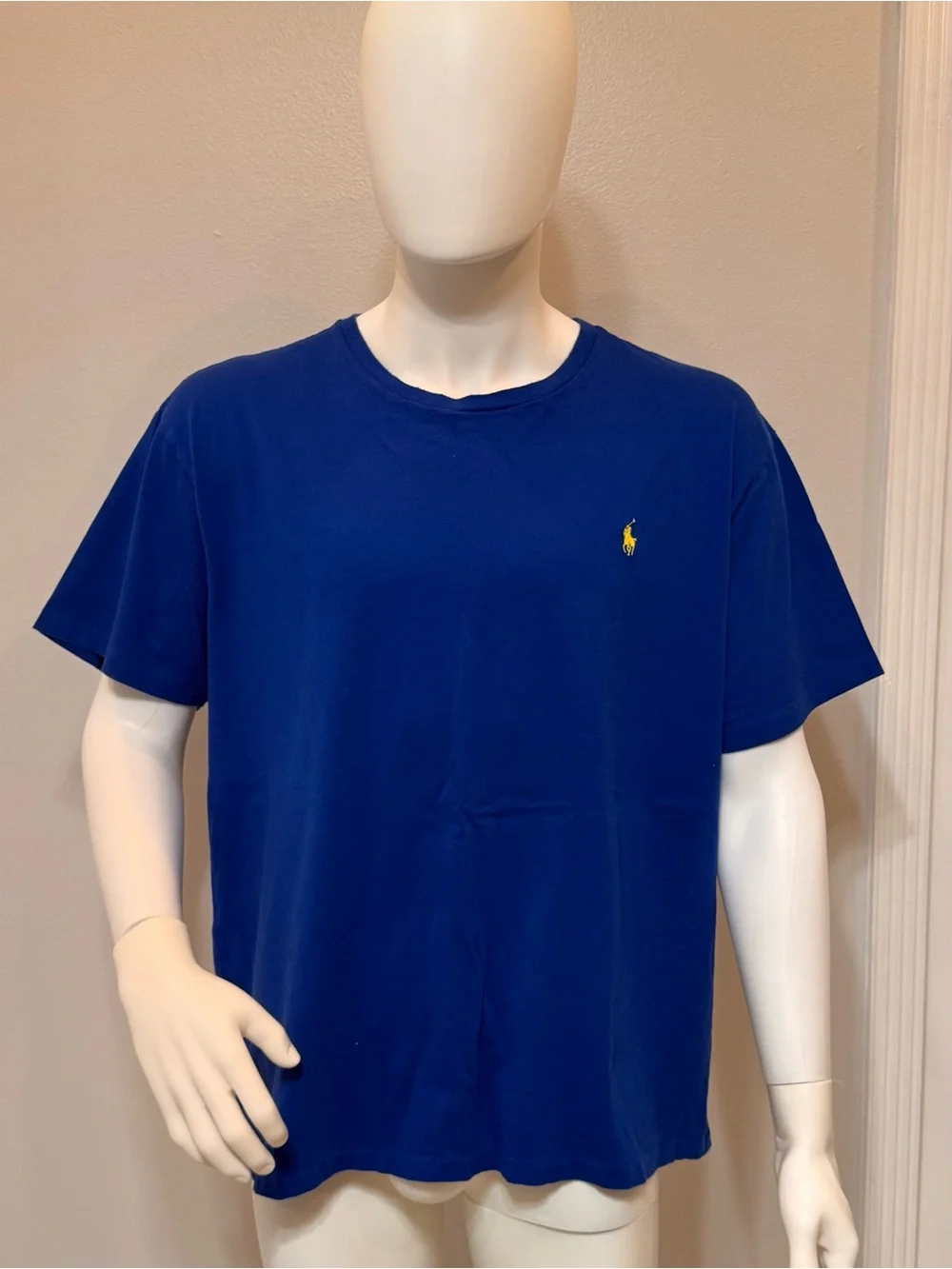 Polo by Ralph Lauren Men’s Short Sleeve Crew T-Shirt - Blue with Yellow Logo XXL